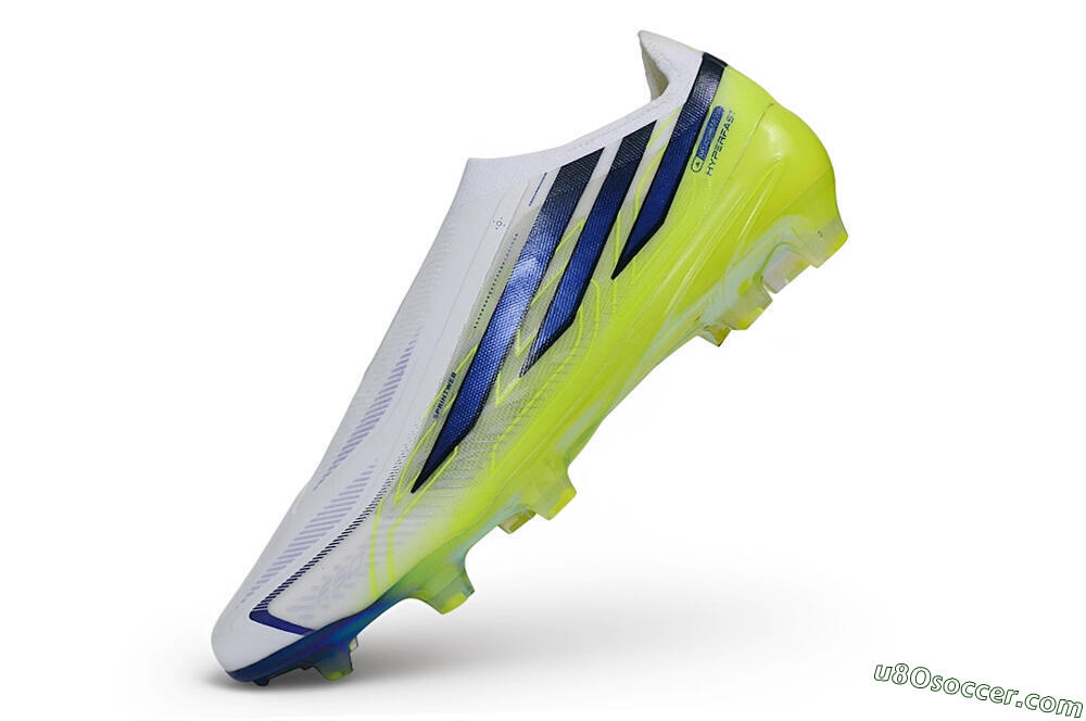 Adidas F50 Hyperfast Elite Laceless FG Firm Ground Soccer Cleats - White/White/Solar Yellow 5