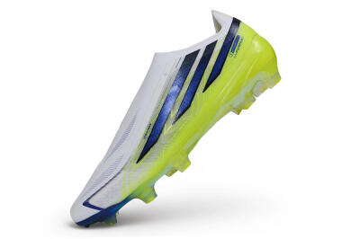 Adidas F50 Hyperfast Elite Laceless FG Firm Ground Soccer Cleats - White/White/Solar Yellow