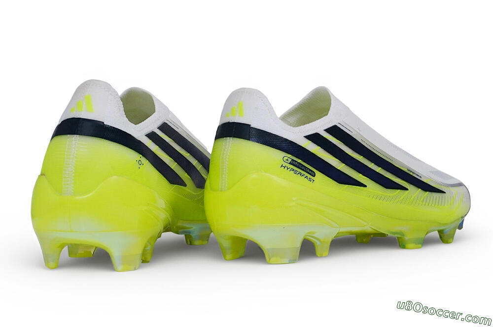 Adidas F50 Hyperfast Elite Laceless FG Firm Ground Soccer Cleats - White/White/Solar Yellow 6