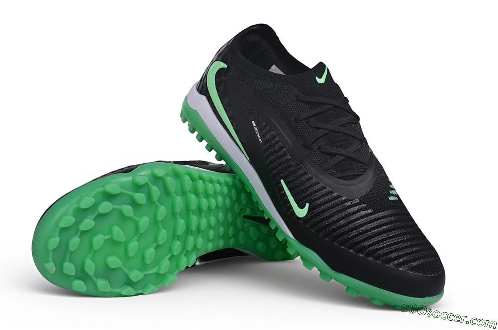 Nike Phantom 6 Elite Low TF Artificial Turf Soccer Shoes - Black/Black/Electric Green 3