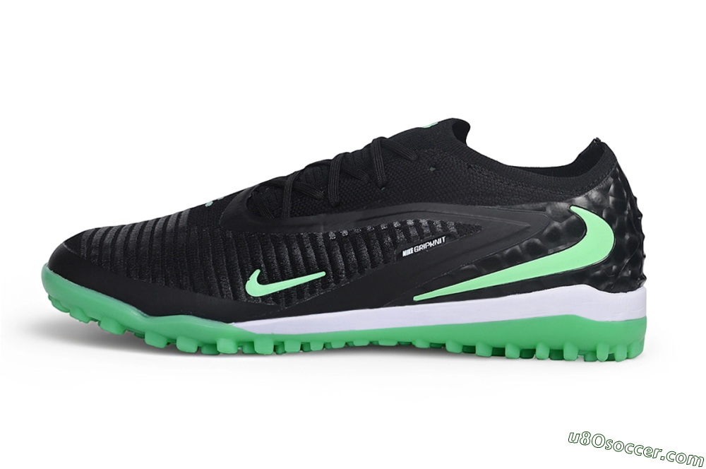 Nike Phantom 6 Elite Low TF Artificial Turf Soccer Shoes - Black/Black/Electric Green 2