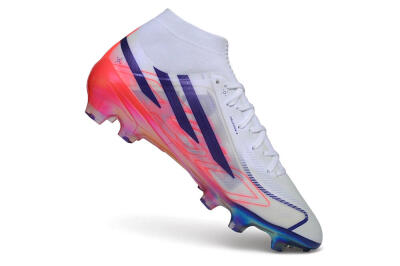 Adidas F50 Hyperfast Elite Laceless FG Firm Ground Soccer Cleats - White/Solar Red/Lucid Blue