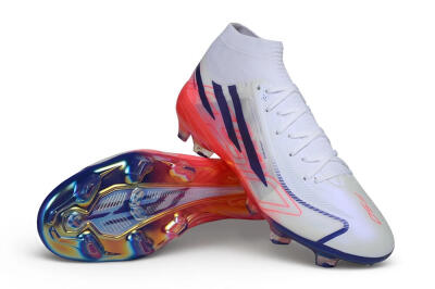 Adidas F50 Hyperfast Elite Laceless FG Firm Ground Soccer Cleats - White/Solar Red/Lucid Blue