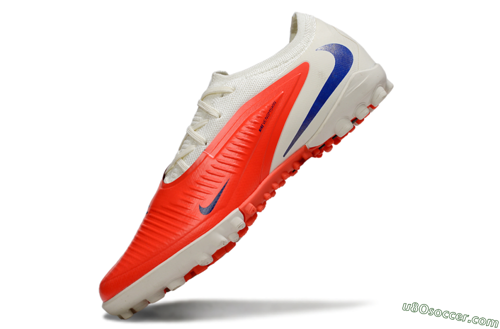 Nike Phantom 6 Elite Low TF Artificial Turf Soccer Shoes - White/Bright Crimson/Royal Blue 5