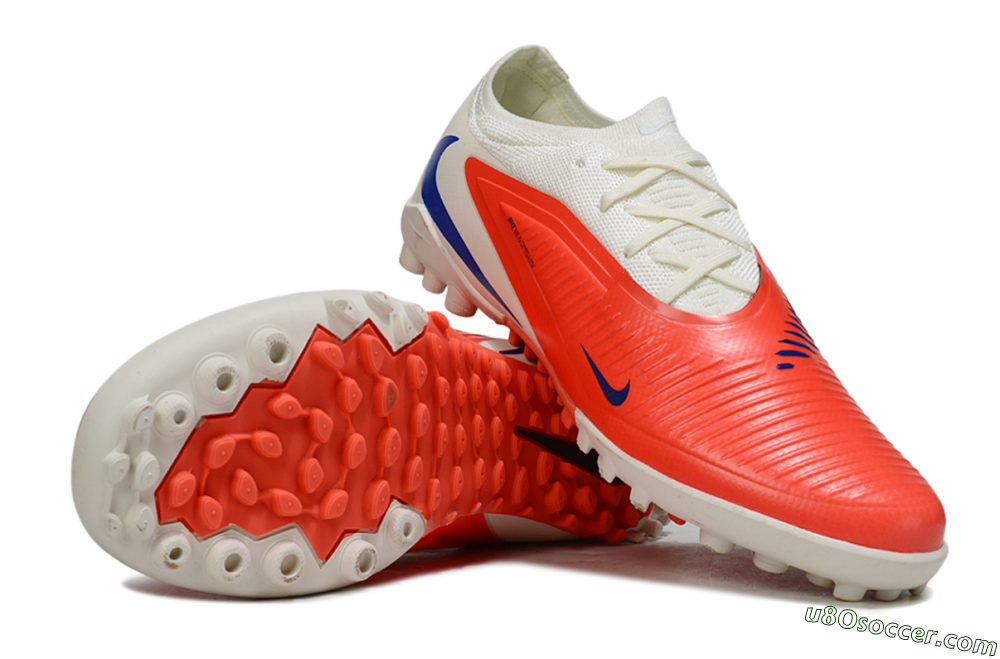 Nike Phantom 6 Elite Low TF Artificial Turf Soccer Shoes - White/Bright Crimson/Royal Blue 0