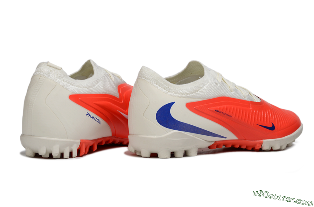 Nike Phantom 6 Elite Low TF Artificial Turf Soccer Shoes - White/Bright Crimson/Royal Blue 6