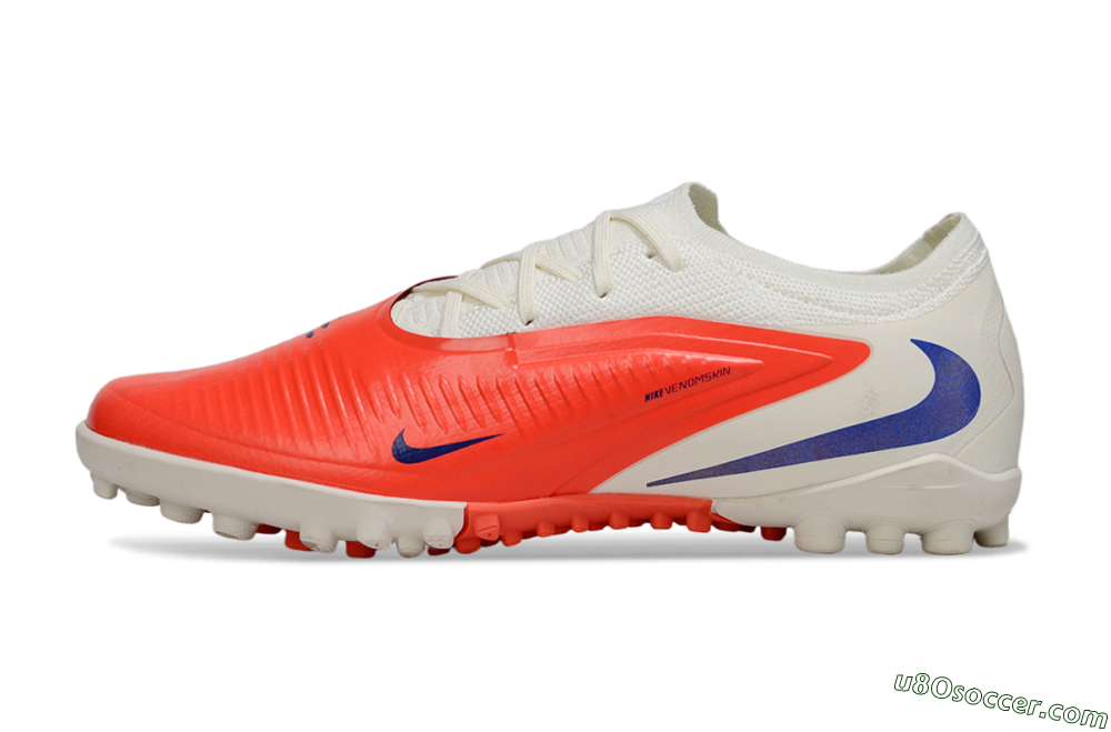 Nike Phantom 6 Elite Low TF Artificial Turf Soccer Shoes - White/Bright Crimson/Royal Blue 2
