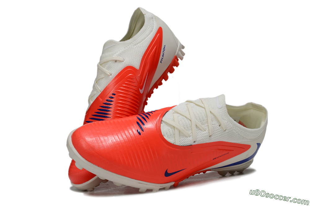 Nike Phantom 6 Elite Low TF Artificial Turf Soccer Shoes - White/Bright Crimson/Royal Blue 3