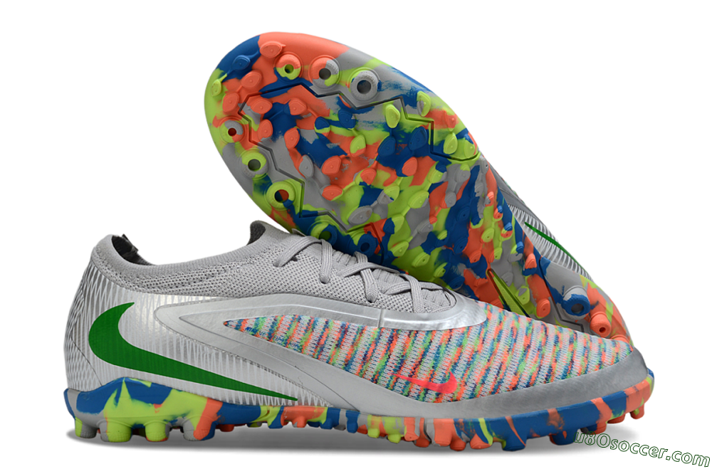 Nike Phantom 6 Elite Low TF Artificial Turf Soccer Shoes - Grey/Multi-Color/Metallic Silver 1