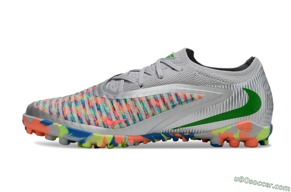 Nike Phantom 6 Elite Low TF Artificial Turf Soccer Shoes - Grey/Multi-Color/Metallic Silver 2
