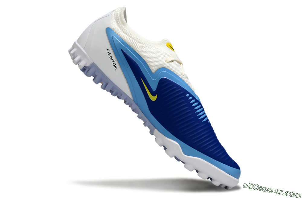 Nike Phantom 6 Elite Low TF Artificial Turf Soccer Shoes - White/Royal Blue/Lemon Yellow 4
