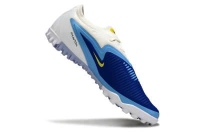 Nike Phantom 6 Elite Low TF Artificial Turf Soccer Shoes - White/Royal Blue/Lemon Yellow