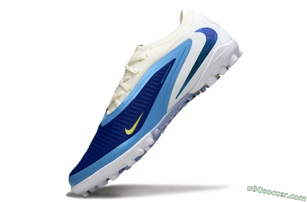 Nike Phantom 6 Elite Low TF Artificial Turf Soccer Shoes - White/Royal Blue/Lemon Yellow 5