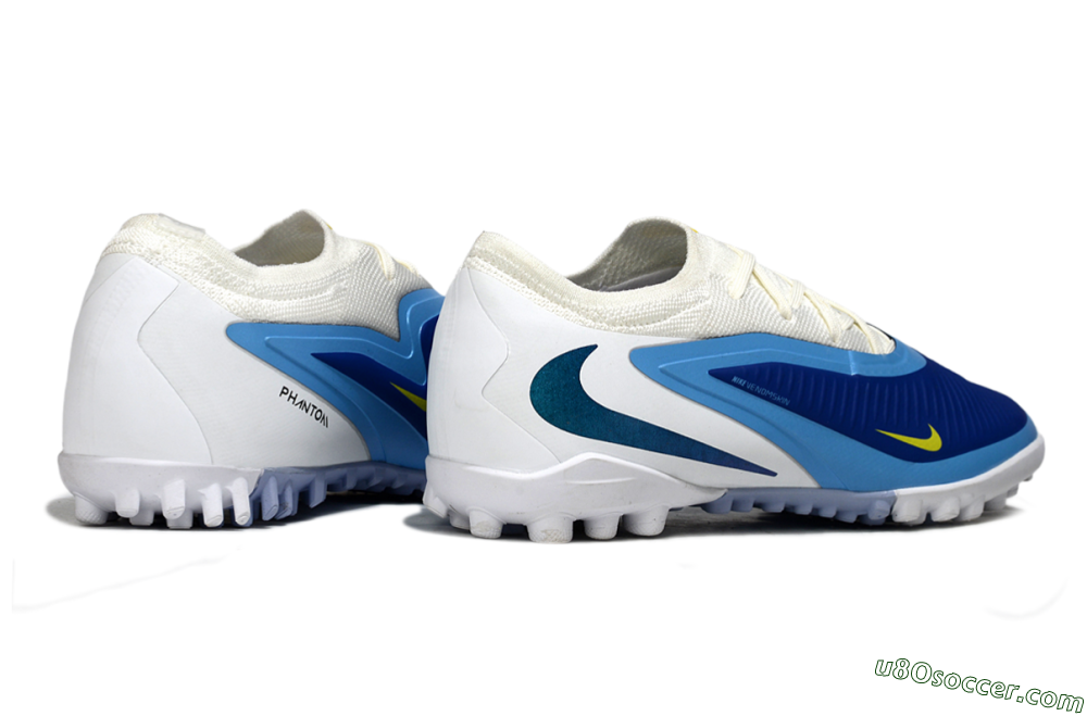 Nike Phantom 6 Elite Low TF Artificial Turf Soccer Shoes - White/Royal Blue/Lemon Yellow 6