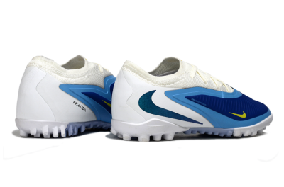 Nike Phantom 6 Elite Low TF Artificial Turf Soccer Shoes - White/Royal Blue/Lemon Yellow