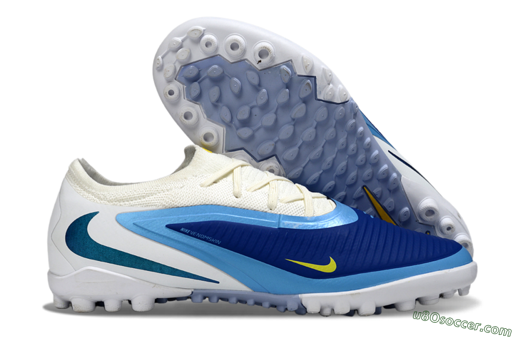 Nike Phantom 6 Elite Low TF Artificial Turf Soccer Shoes - White/Royal Blue/Lemon Yellow 1