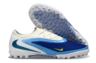 Nike Phantom 6 Elite Low TF Artificial Turf Soccer Shoes - White/Royal Blue/Lemon Yellow