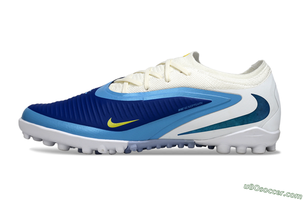 Nike Phantom 6 Elite Low TF Artificial Turf Soccer Shoes - White/Royal Blue/Lemon Yellow 2