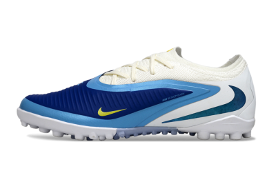 Nike Phantom 6 Elite Low TF Artificial Turf Soccer Shoes - White/Royal Blue/Lemon Yellow