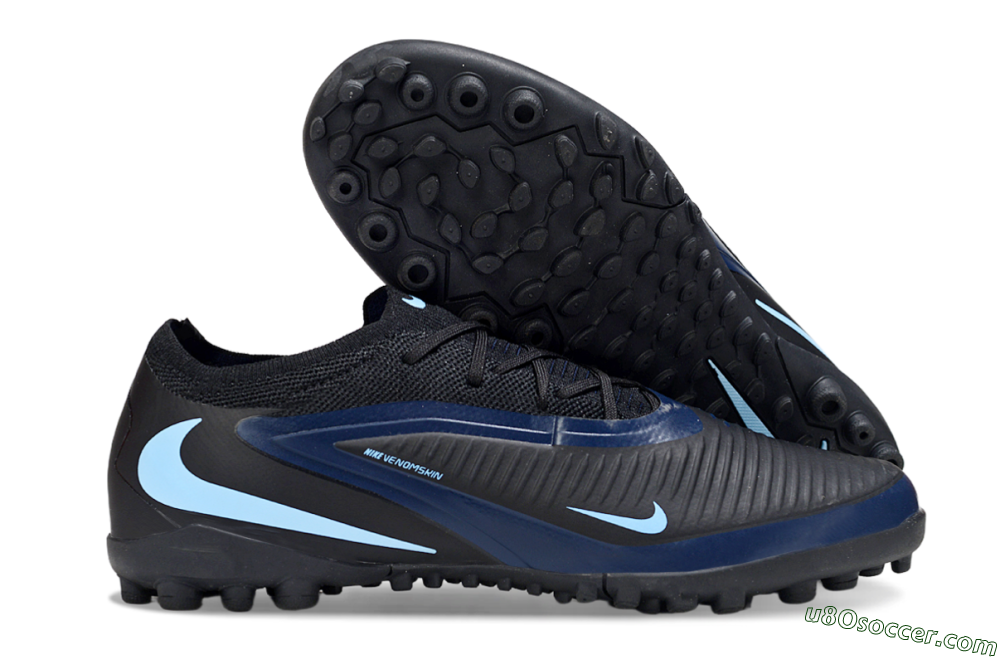 Nike Phantom 6 Elite Low TF Artificial Turf Soccer Shoes - Black/Midnight Black/Baltic Blue 1