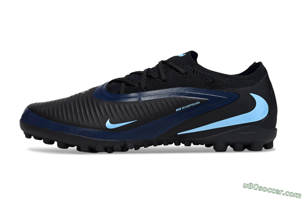 Nike Phantom 6 Elite Low TF Artificial Turf Soccer Shoes - Black/Midnight Black/Baltic Blue 2