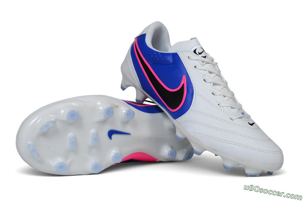 Nike Tiempo Ligera Pro FG Firm Ground Soccer Cleats - White/Royal Blue/Hyper Pink 0
