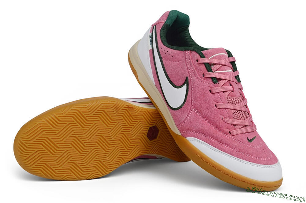 Nike Tiempo Legend SE IC Indoor & Futsal Soccer Shoes - Pink/Berry Pink/Forest Green 3