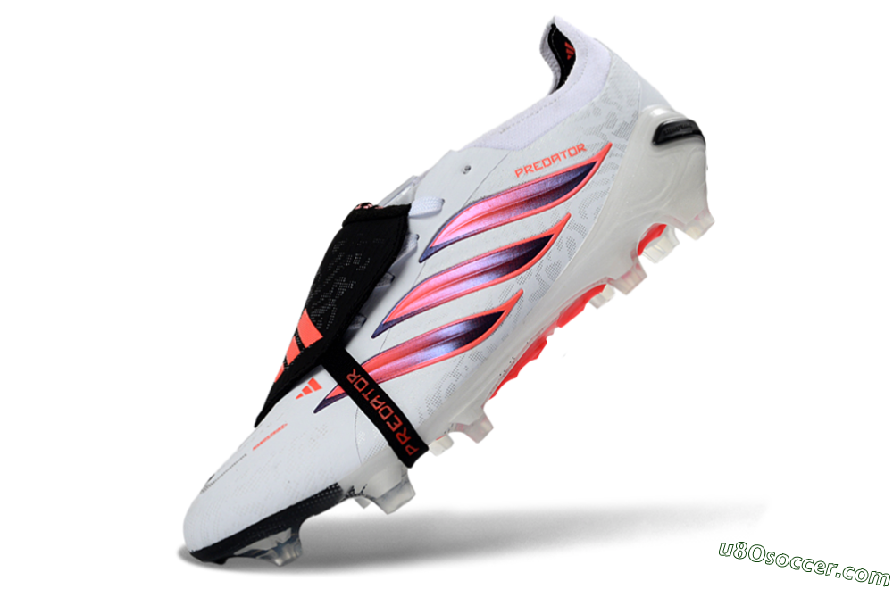 Adidas Predator 26 Elite Fold-Over Tongue FG Firm Ground Soccer Cleats - White/Solar Red/Core Black 5