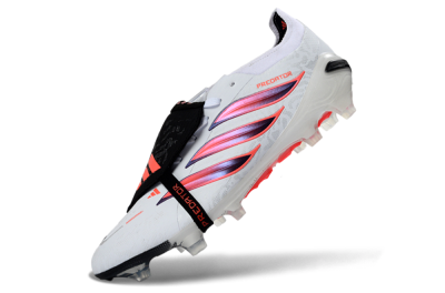 Adidas Predator 26 Elite Fold-Over Tongue FG Firm Ground Soccer Cleats - White/Solar Red/Core Black