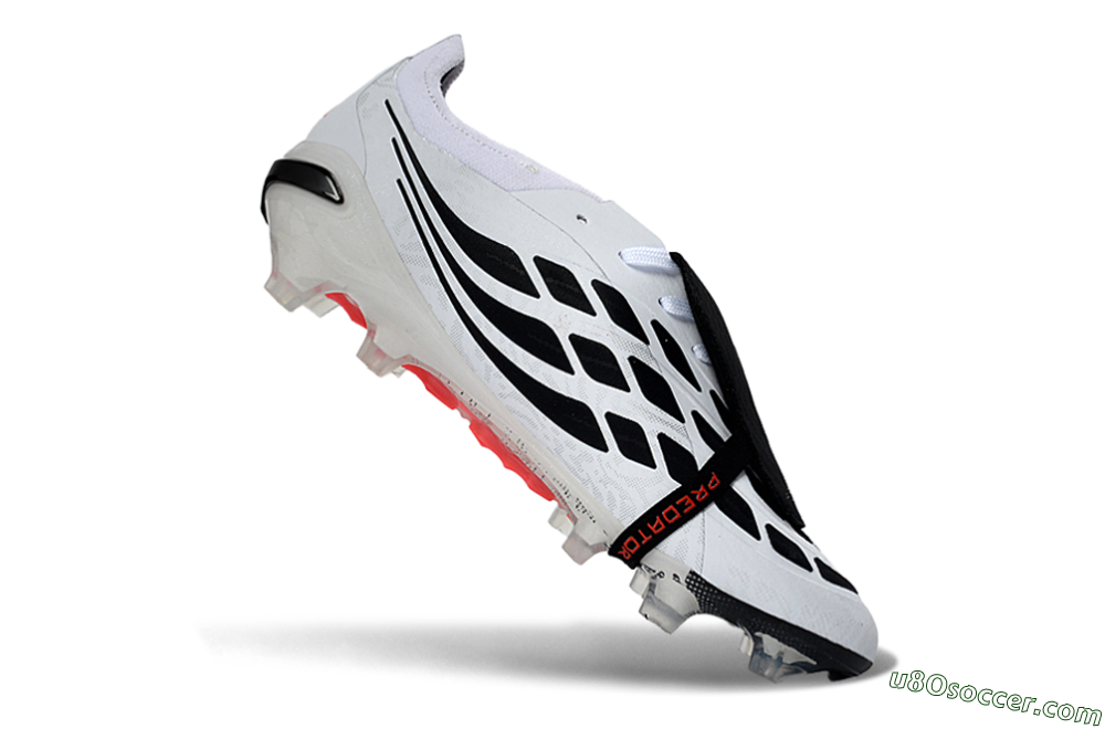 Adidas Predator 26 Elite Fold-Over Tongue FG Firm Ground Soccer Cleats - White/Solar Red/Core Black 4