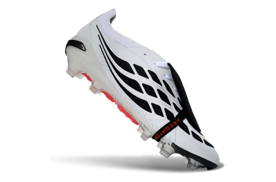 Adidas Predator 26 Elite Fold-Over Tongue FG Firm Ground Soccer Cleats - White/Solar Red/Core Black
