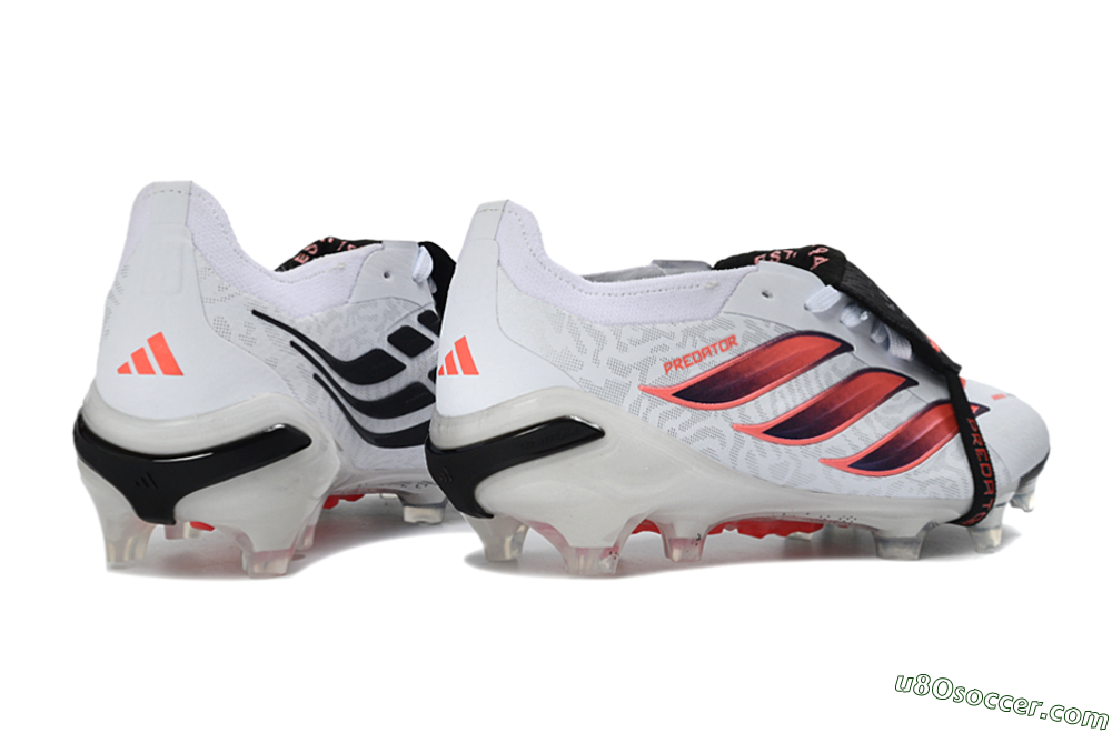 Adidas Predator 26 Elite Fold-Over Tongue FG Firm Ground Soccer Cleats - White/Solar Red/Core Black 6