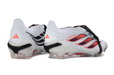 Adidas Predator 26 Elite Fold-Over Tongue FG Firm Ground Soccer Cleats - White/Solar Red/Core Black