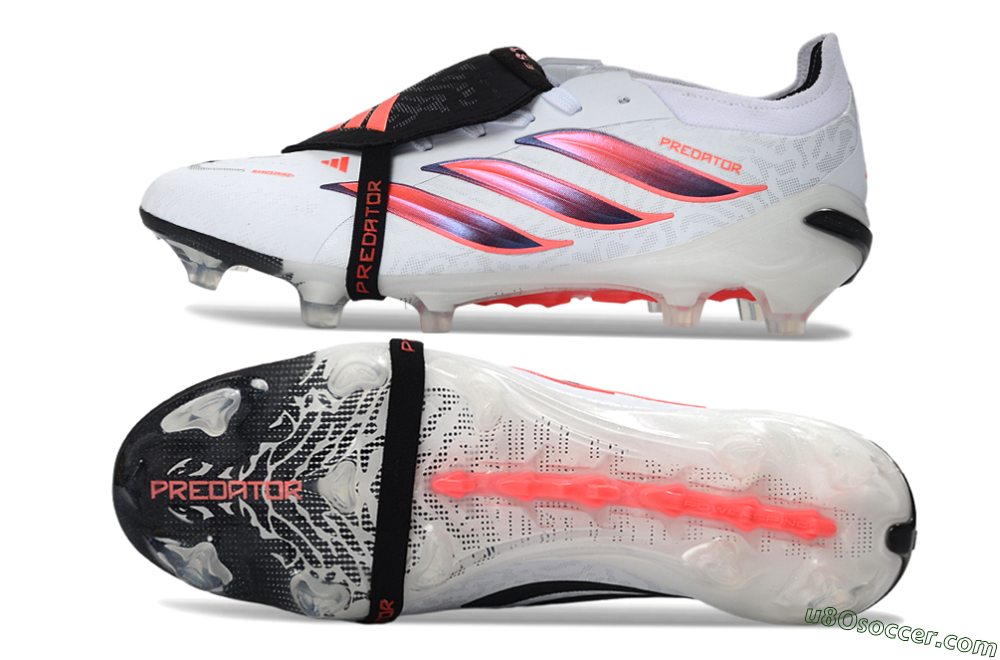 Adidas Predator 26 Elite Fold-Over Tongue FG Firm Ground Soccer Cleats - White/Solar Red/Core Black 0