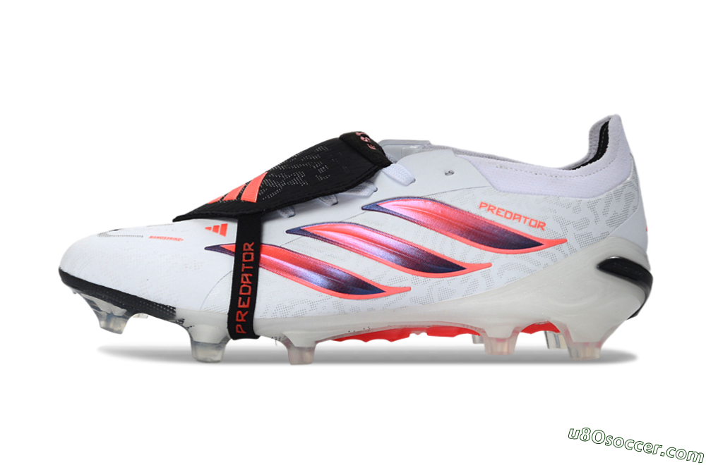 Adidas Predator 26 Elite Fold-Over Tongue FG Firm Ground Soccer Cleats - White/Solar Red/Core Black 2