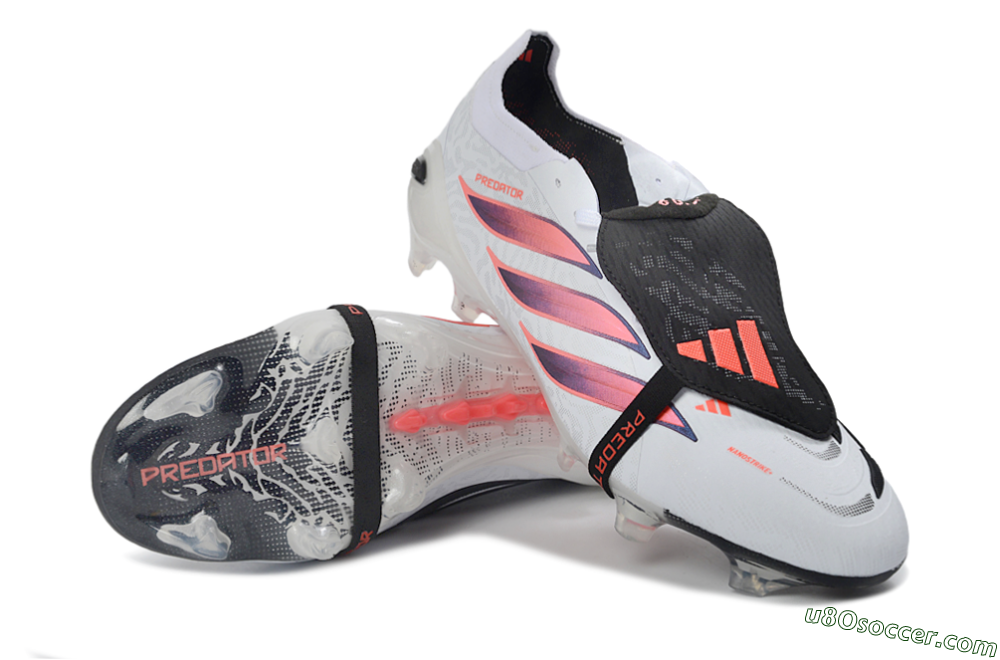 Adidas Predator 26 Elite Fold-Over Tongue FG Firm Ground Soccer Cleats - White/Solar Red/Core Black 3