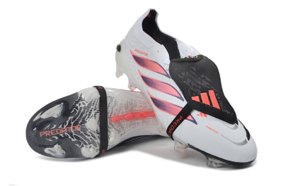 Adidas Predator 26 Elite Fold-Over Tongue FG Firm Ground Soccer Cleats - White/Solar Red/Core Black