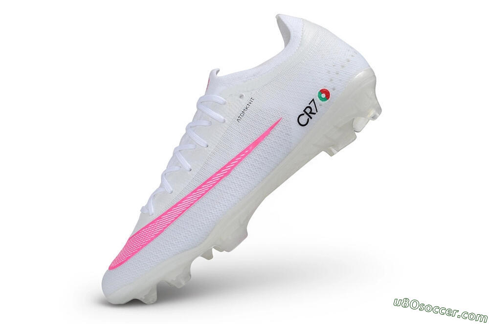 CR7 x Nike Air Zoom Mercurial Vapor 17 Elite FG Firm Ground Soccer Cleats - White/White/Pink Blast 5