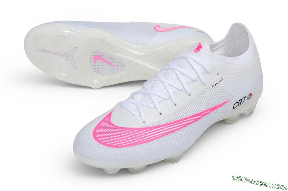 CR7 x Nike Air Zoom Mercurial Vapor 17 Elite FG Firm Ground Soccer Cleats - White/White/Pink Blast 3