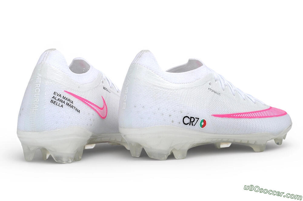 CR7 x Nike Air Zoom Mercurial Vapor 17 Elite FG Firm Ground Soccer Cleats - White/White/Pink Blast 6