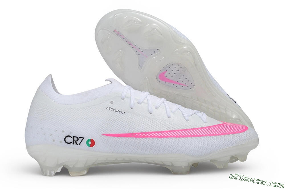 CR7 x Nike Air Zoom Mercurial Vapor 17 Elite FG Firm Ground Soccer Cleats - White/White/Pink Blast 1