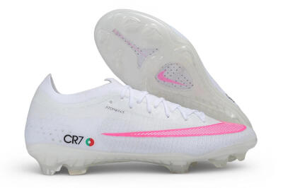 CR7 x Nike Air Zoom Mercurial Vapor 17 Elite FG Firm Ground Soccer Cleats - White/White/Pink Blast