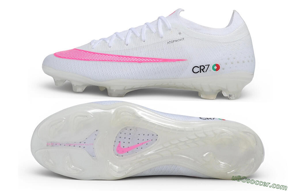 CR7 x Nike Air Zoom Mercurial Vapor 17 Elite FG Firm Ground Soccer Cleats - White/White/Pink Blast 0