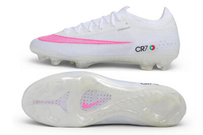 CR7 x Nike Air Zoom Mercurial Vapor 17 Elite FG Firm Ground Soccer Cleats - White/White/Pink Blast