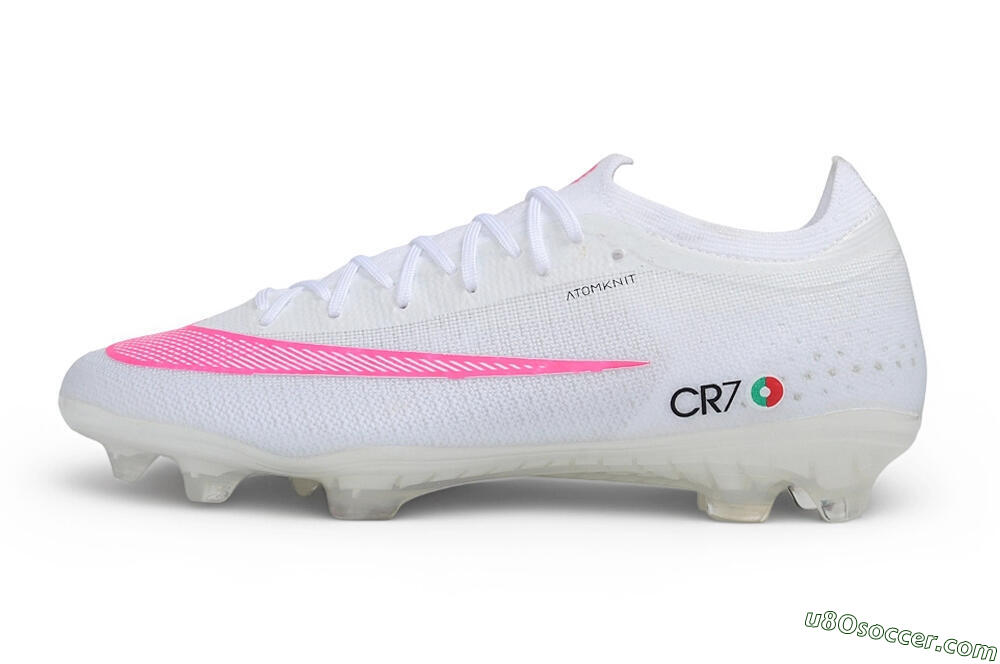 CR7 x Nike Air Zoom Mercurial Vapor 17 Elite FG Firm Ground Soccer Cleats - White/White/Pink Blast 2