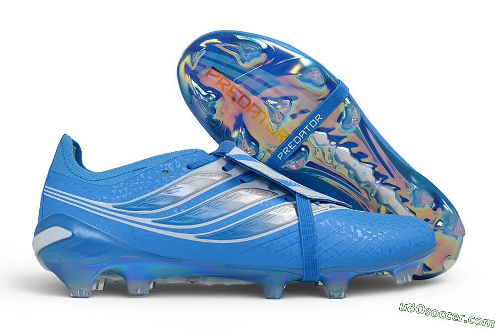 Adidas Predator 26 Elite Fold-Over Tongue FG Firm Ground Soccer Cleats - Blue/Lucid Blue/Silver Metallic 1