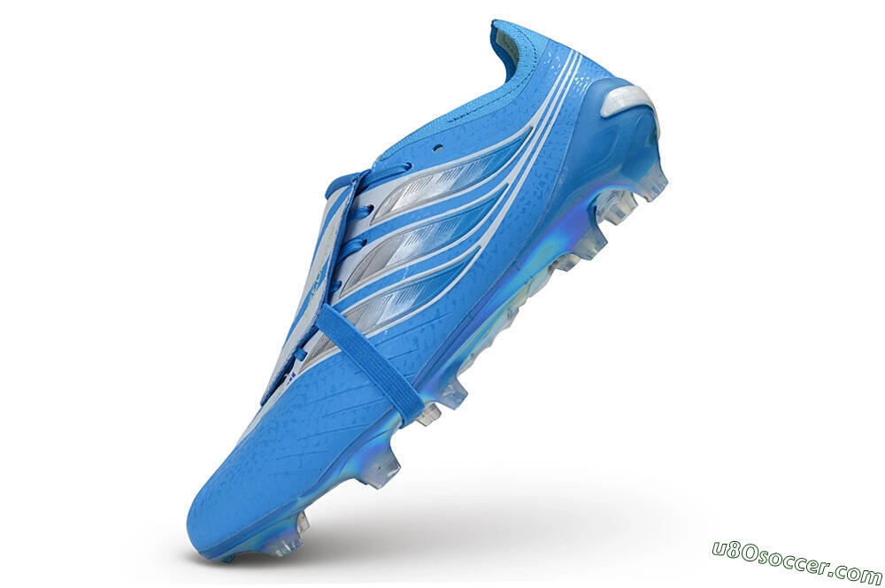 Adidas Predator 26 Elite Fold-Over Tongue FG Firm Ground Soccer Cleats - Blue/Lucid Blue/Silver Metallic 5