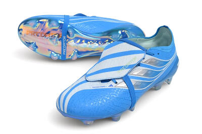 Adidas Predator 26 Elite Fold-Over Tongue FG Firm Ground Soccer Cleats - Blue/Lucid Blue/Silver Metallic