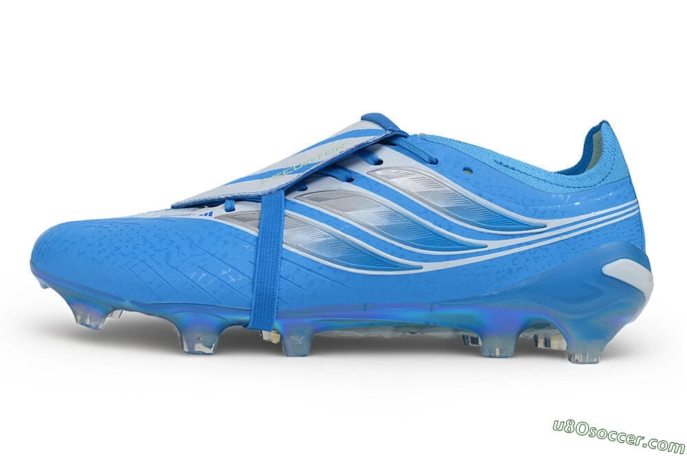 Adidas Predator 26 Elite Fold-Over Tongue FG Firm Ground Soccer Cleats - Blue/Lucid Blue/Silver Metallic 2
