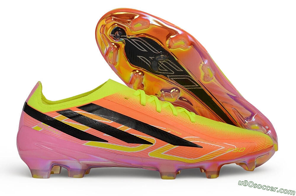Adidas F50 Hyperfast Elite Laceless FG Firm Ground Soccer Cleats - Orange/Solar Yellow/Lucid Pink 1